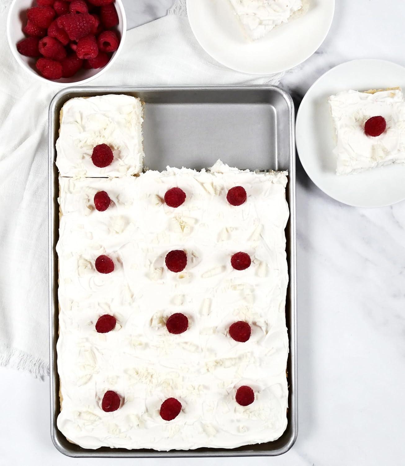 image:imageUSA Pan Bakeware Traditional Aluminized Steel Uncoated Quarter Sheet Baking Sheet Pan Made without nonstick coatingNatural Metal