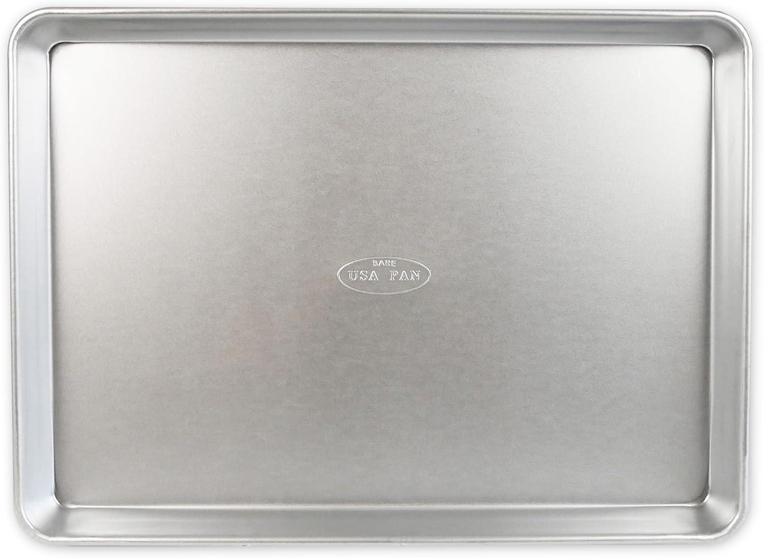 image:imageUSA Pan Bakeware Traditional Aluminized Steel Uncoated Quarter Sheet Baking Sheet Pan Made without nonstick coatingNatural Metal