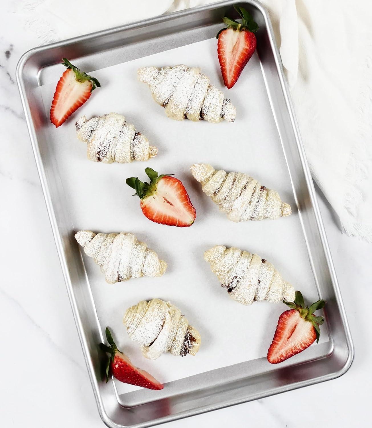 image:imageUSA Pan Bakeware Traditional Aluminized Steel Uncoated Quarter Sheet Baking Sheet Pan Made without nonstick coatingNatural Metal