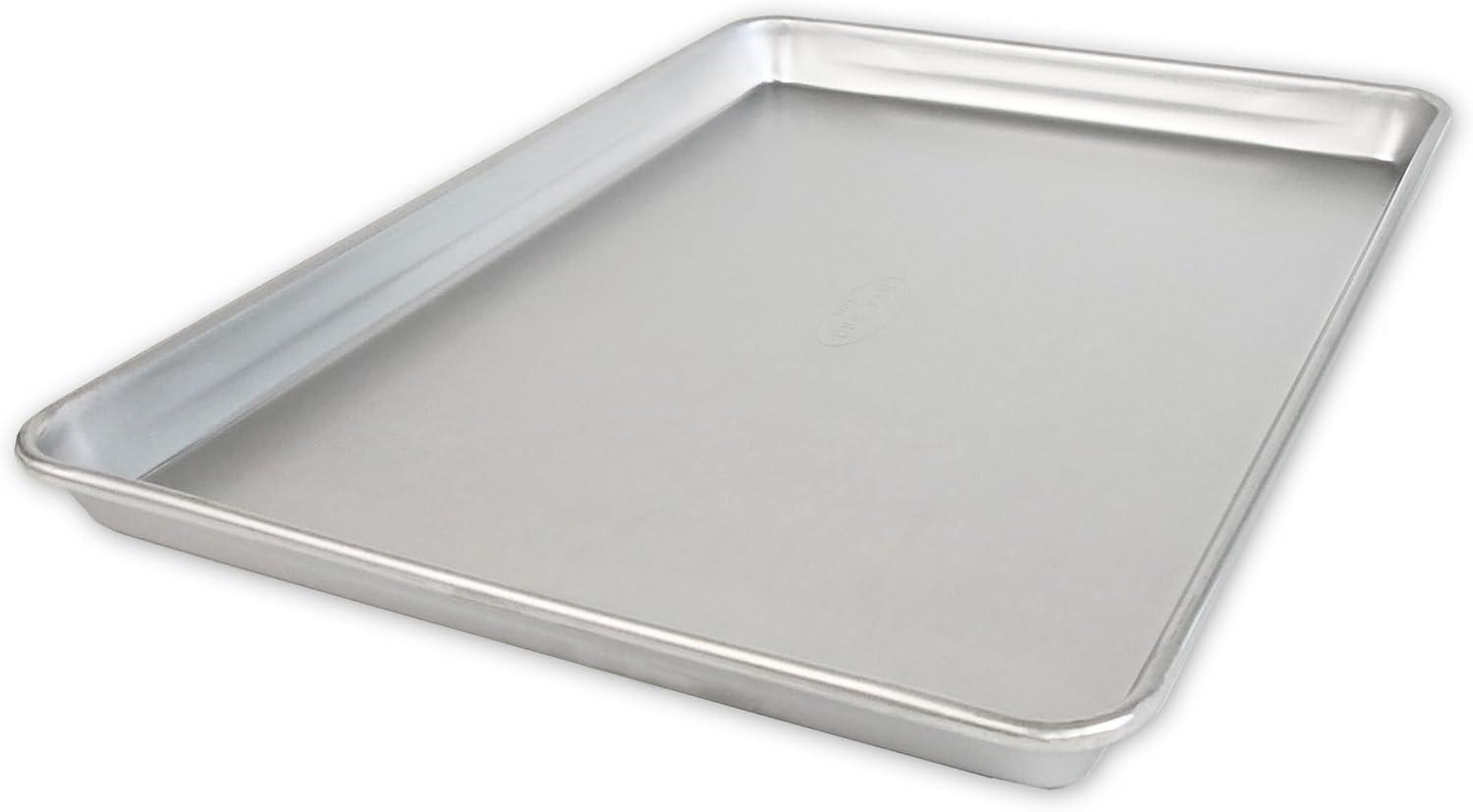image:imageUSA Pan Bakeware Traditional Aluminized Steel Uncoated Quarter Sheet Baking Sheet Pan Made without nonstick coatingNatural Metal