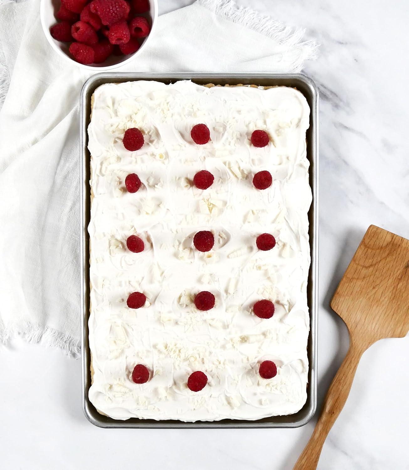 image:imageUSA Pan Bakeware Traditional Aluminized Steel Uncoated Quarter Sheet Baking Sheet Pan Made without nonstick coatingNatural Metal
