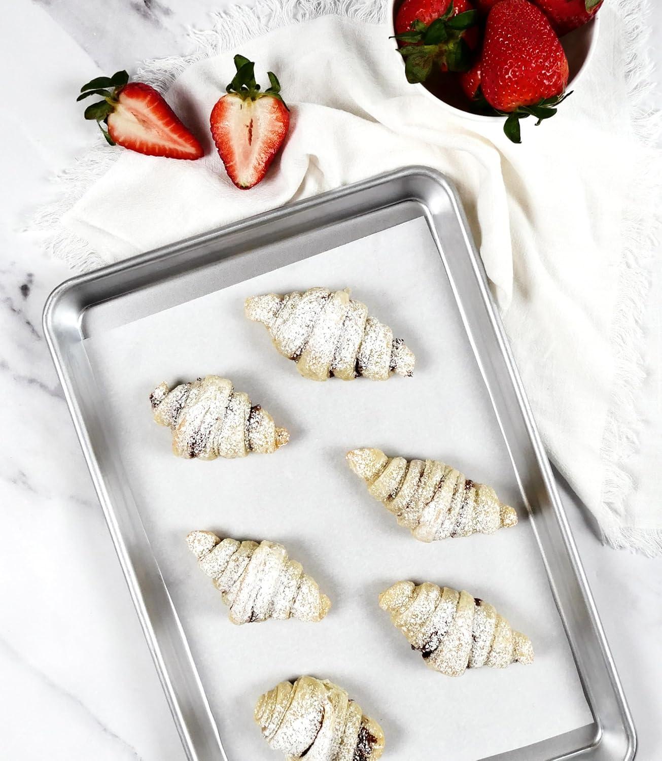 image:imageUSA Pan Bakeware Traditional Aluminized Steel Uncoated Quarter Sheet Baking Sheet Pan Made without nonstick coatingNatural Metal