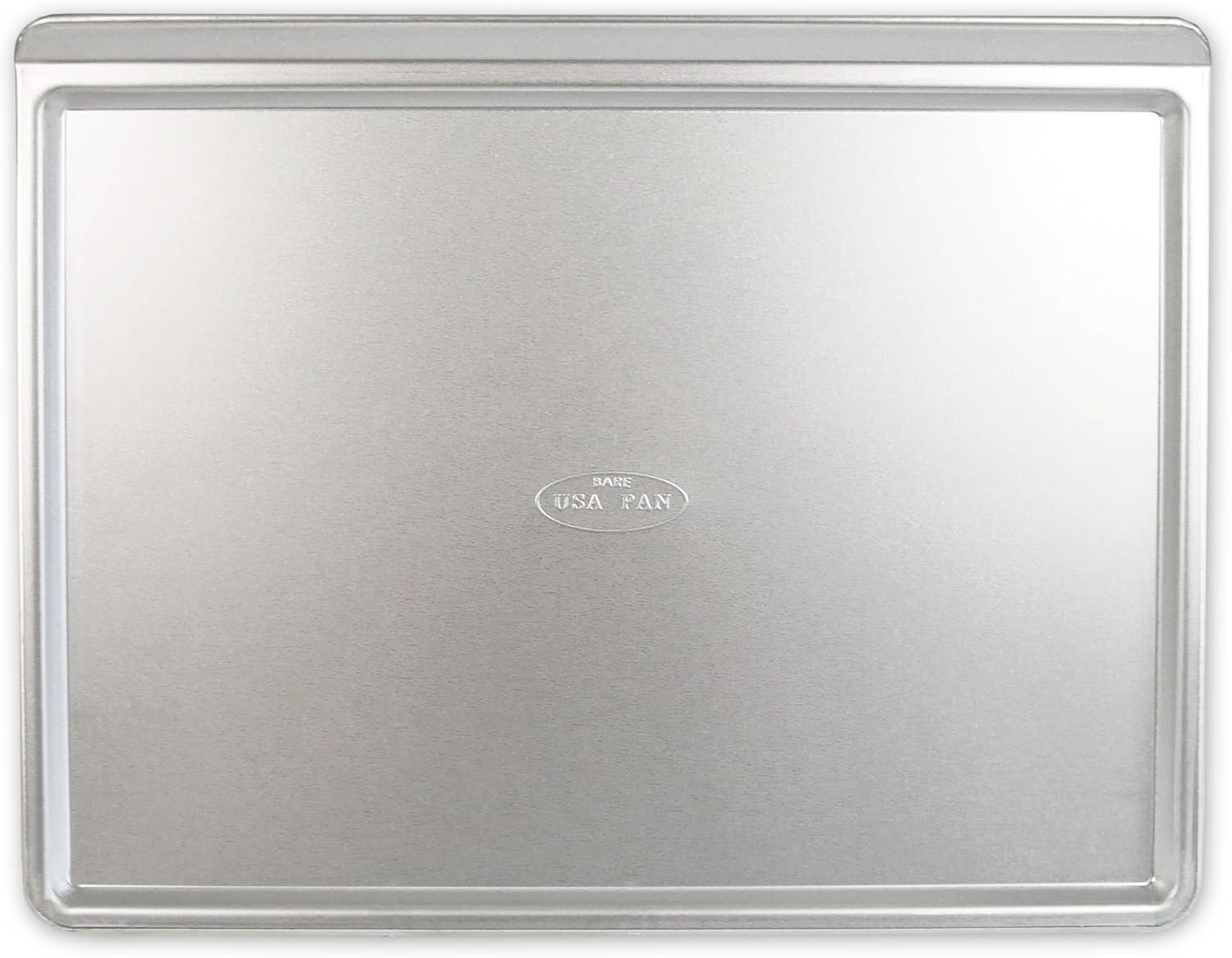 image:imageUSA Pan Bakeware Traditional Aluminized Steel Uncoated Quarter Sheet Baking Sheet Pan Made without nonstick coatingNatural Metal