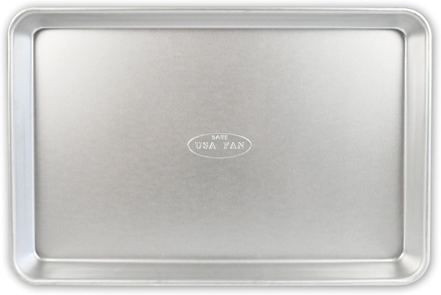 image:imageUSA Pan Bakeware Traditional Aluminized Steel Uncoated Quarter Sheet Baking Sheet Pan Made without nonstick coatingNatural Metal