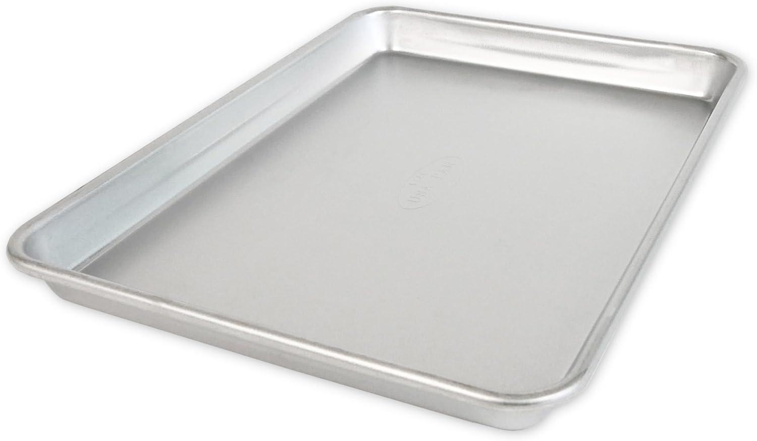 image:imageUSA Pan Bakeware Traditional Aluminized Steel Uncoated Quarter Sheet Baking Sheet Pan Made without nonstick coatingNatural Metal