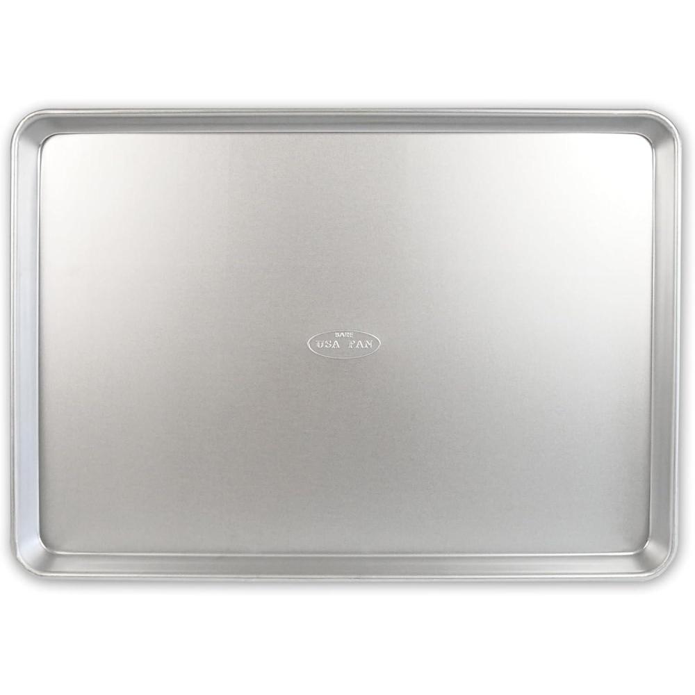 image:imageUSA Pan Bakeware Traditional Aluminized Steel Uncoated Quarter Sheet Baking Sheet Pan Made without nonstick coatingNatural Metal