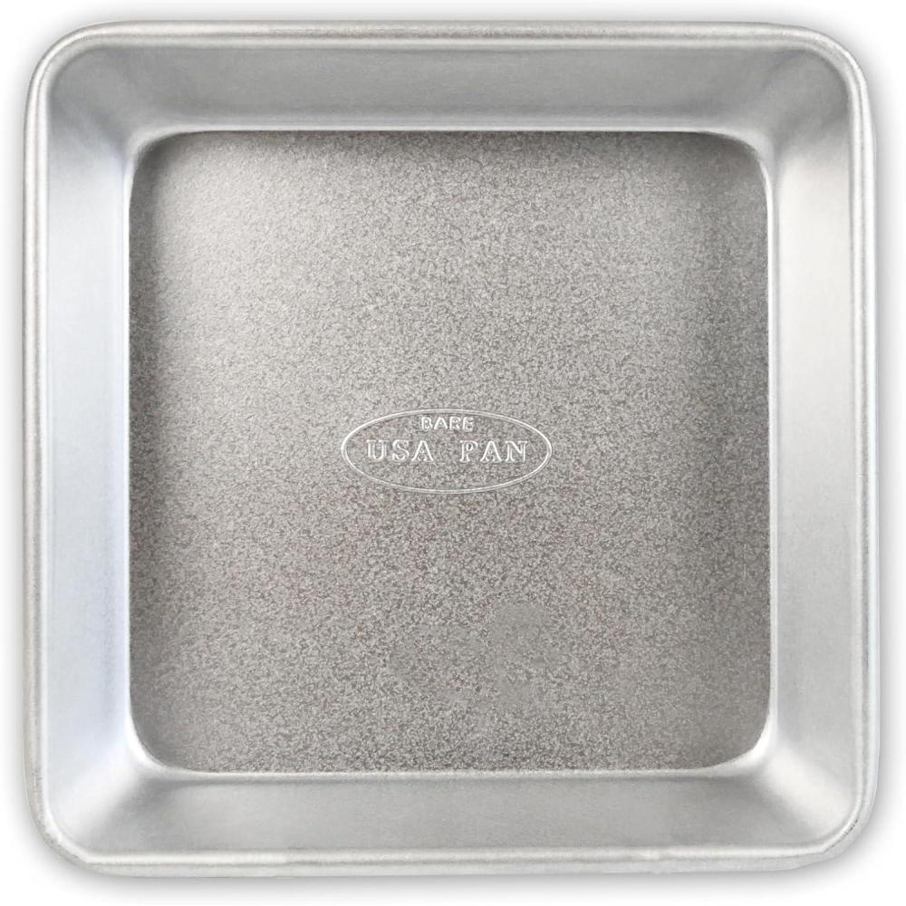 image:imageUSA Pan Bare Bakeware Traditional Aluminized Steel Uncoated Square Cake Pan Made without nonstick coating 8 x 8Inch