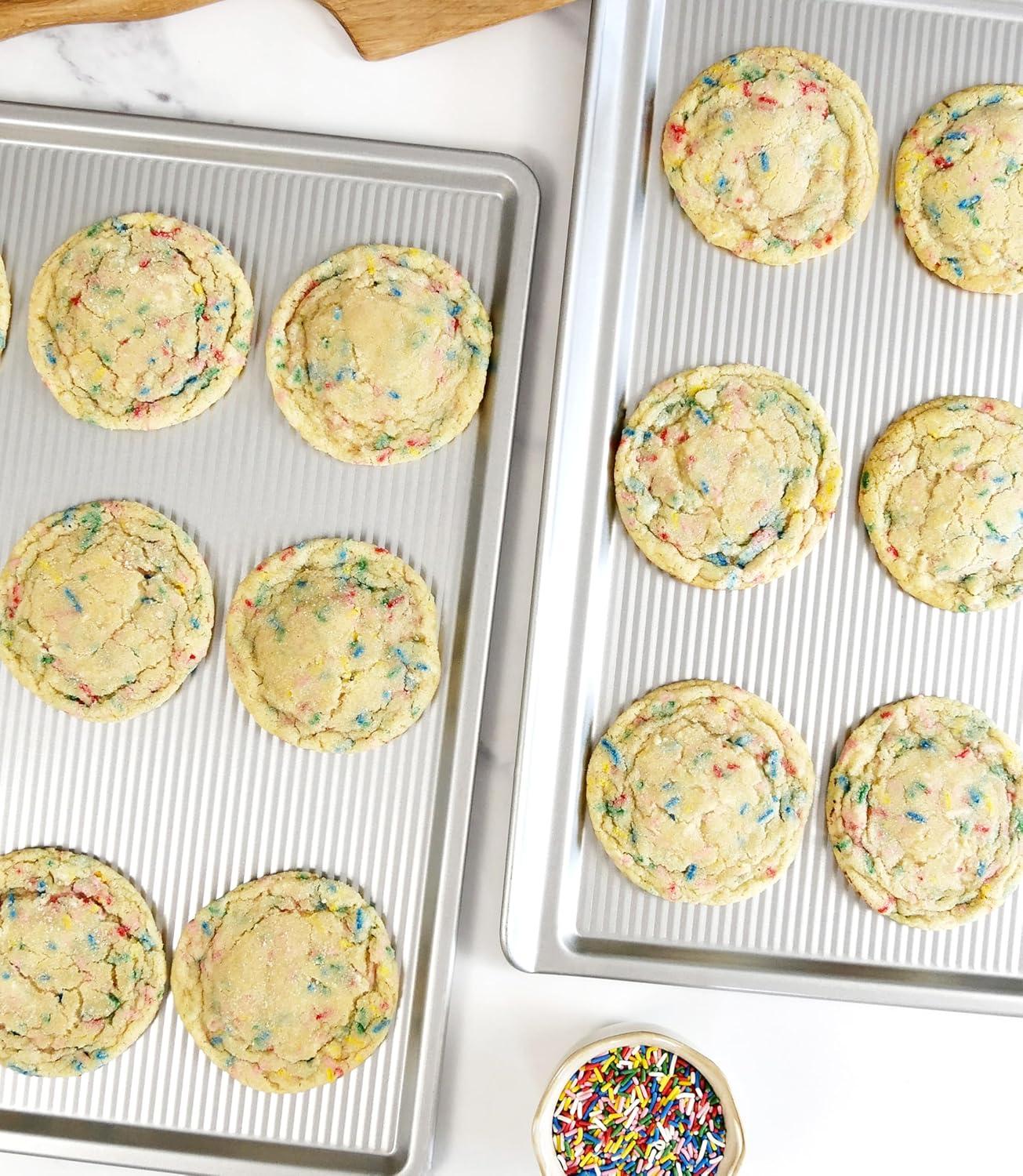 image:imageUSA Pan Bakeware Cookie Sheet Warp Resistant Nonstick Baking Pan Made in the USA from Aluminized Steel Large Set of 2Large Set of 2