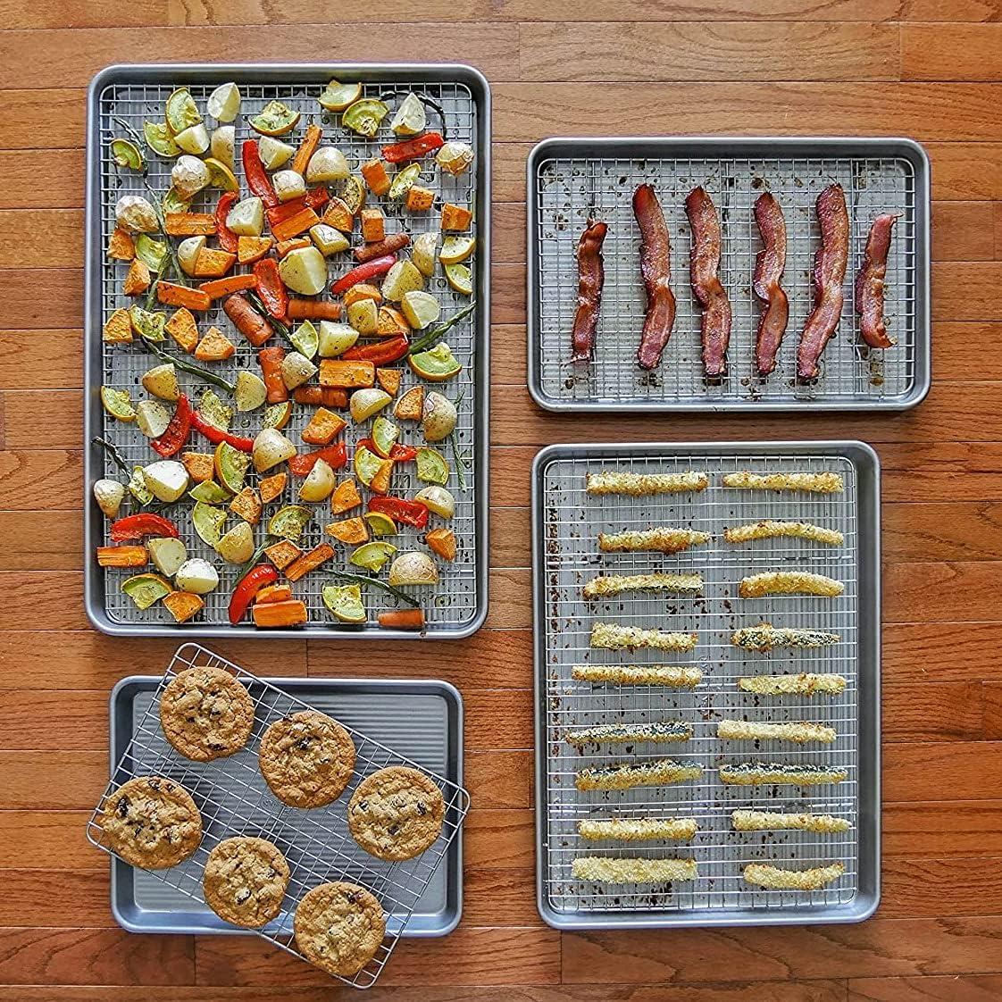 image:imageUSA Pan Bakeware Quarter Sheet Baking Pan and Bakeable Nonstick Cooling Rack Set MetalHalf Sheet Pack of 1