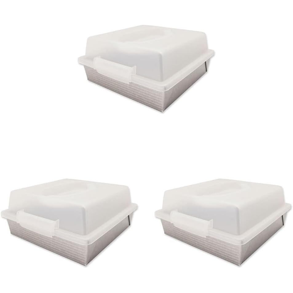 image:imageUSA Pan 1130BWLDST Bakeware Nonstick Square Cake Pan with Lid 9Inch9Inch Pack of 3