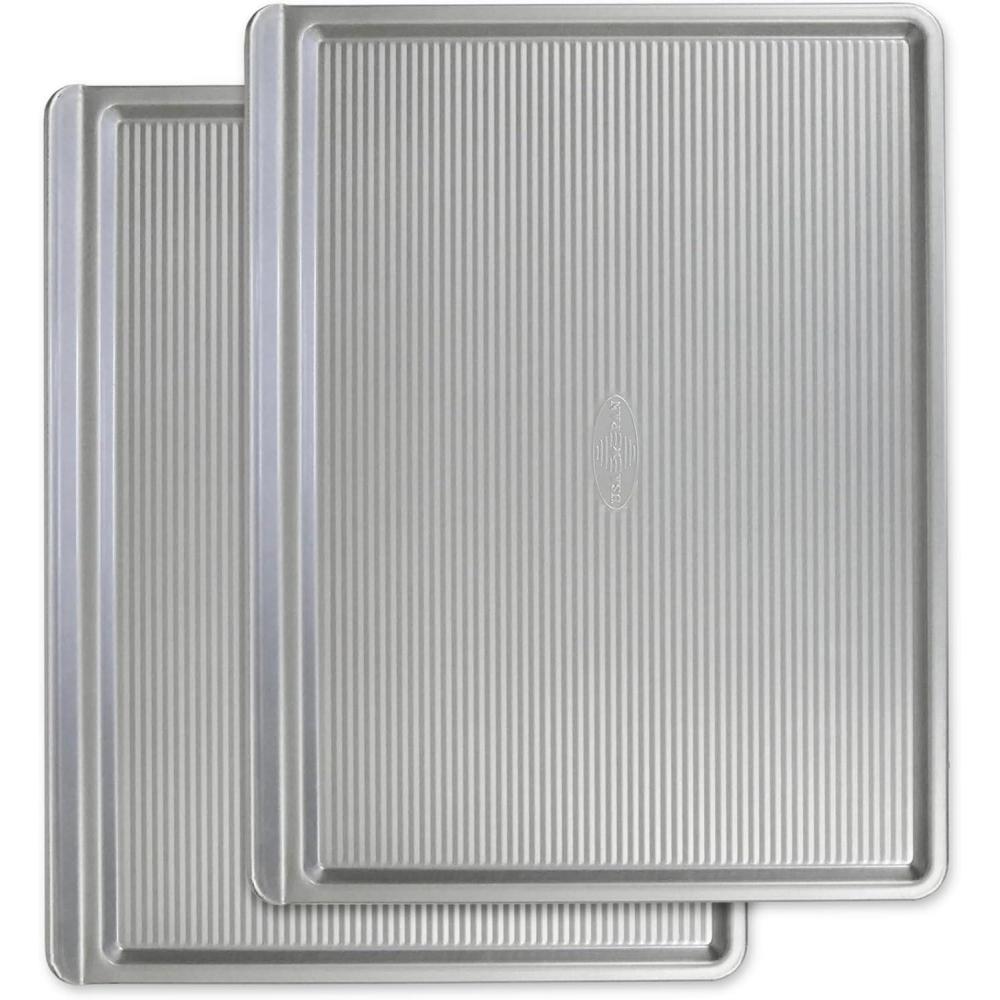image:imageUSA Pan Bakeware Cookie Sheet Warp Resistant Nonstick Baking Pan Made in the USA from Aluminized Steel Large Set of 2Large Set of 2