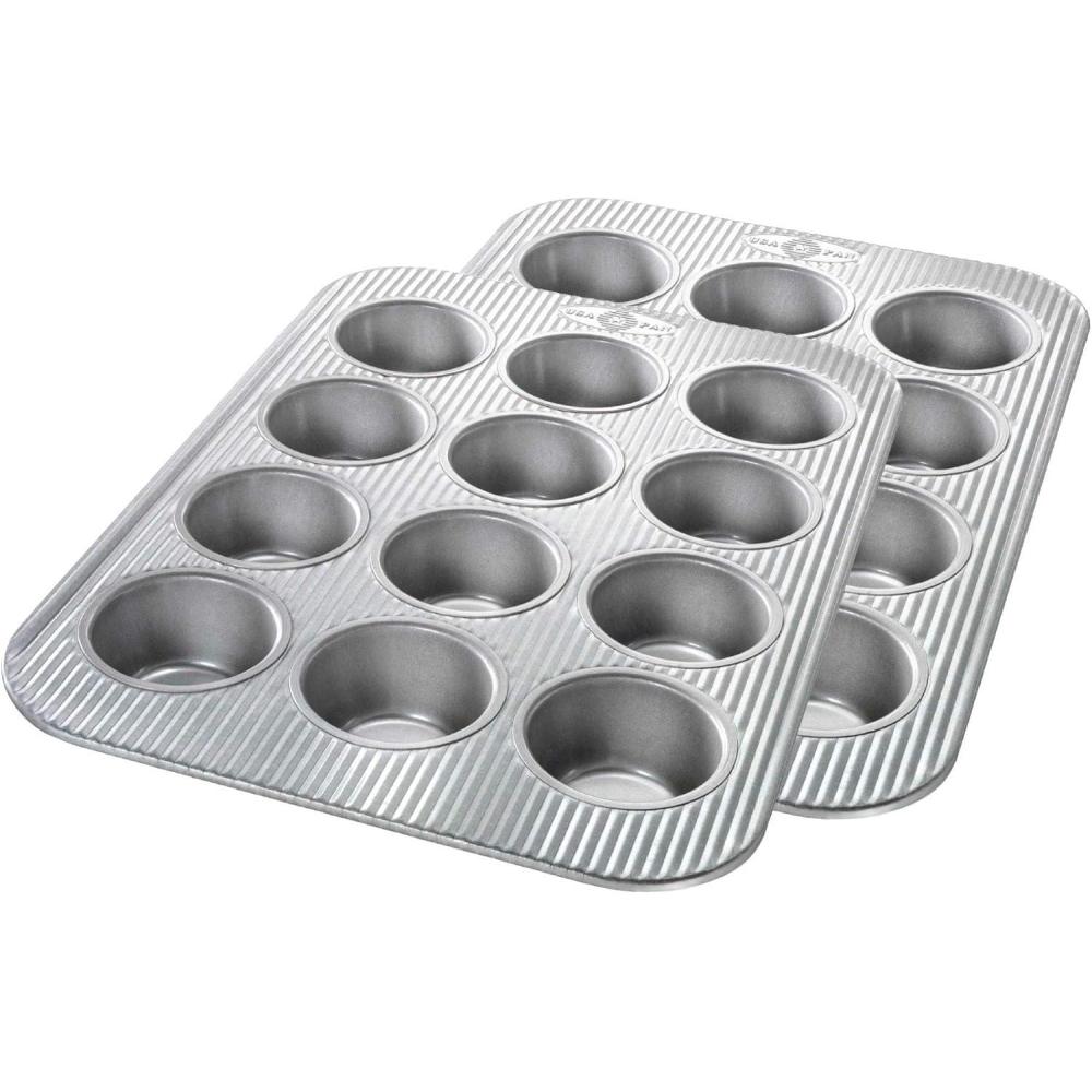 image:imageUSA Pan Bakeware Muffin Pan 12Well Set of 2 Aluminized Steel12 Cup Set of 2