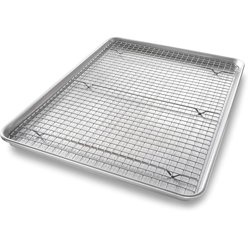 image:imageUSA Pan Bakeware Quarter Sheet Baking Pan and Bakeable Nonstick Cooling Rack Set MetalExtra Large Sheet Pack of 1