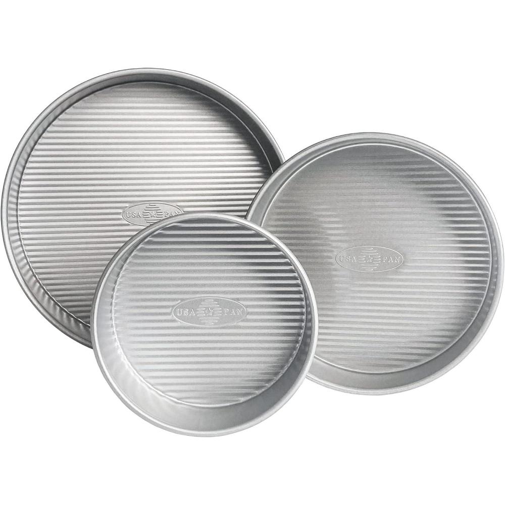 image:imageUSA Pan Bakeware Round Cake Pan 9 inch Nonstick amp Quick Release Coating Made in the USA from Aluminized Steel Set of 2Aluminized Steel