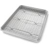 USA Pan Bakeware Quarter Sheet Baking Pan and Bakeable Nonstick Cooling Rack Set, Metal(Jelly Roll (Pack of 1))