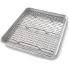 USA Pan Bakeware Quarter Sheet Baking Pan and Bakeable Nonstick Cooling Rack Set, Metal(Quarter Sheet (Pack of 1))