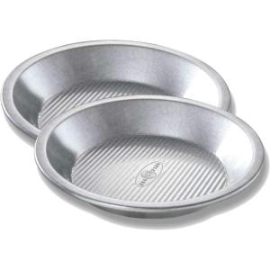 USA Pan Bakeware Aluminized Steel Commercial Pie Pan, Set of 2, Silver(Set of 2)