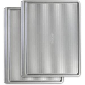 USA Pan Bakeware Cookie Sheet, Warp Resistant Nonstick Baking Pan, Made in the USA from Aluminized Steel, Large Set of 2(Large – Set of 2)
