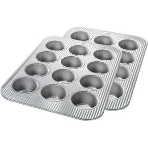 USA Pan Bakeware Muffin Pan, 12-Well, Set of 2, Aluminized Steel(12 Cup (Set of 2))